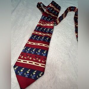 Mickey & Co Disney Goofy Golf Silk Tie Burgundy Navy Blue Novelty Mens Necktie